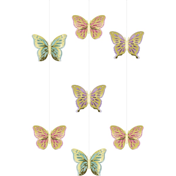 Creative Converting Golden Butterfly Hanging Cutouts, 6"x42", 36PK 355774 - main
